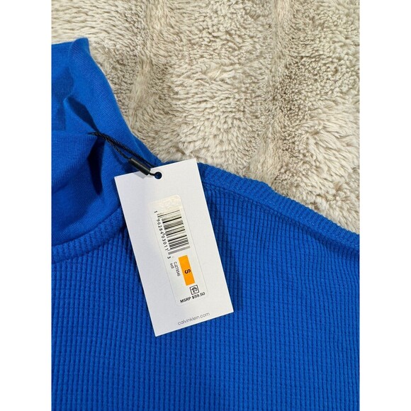 Calvin Klein Jeans Women's Waffle Knit Blue  3/4 Zip Long Sleeve  Size Small - Picture 11 of 14